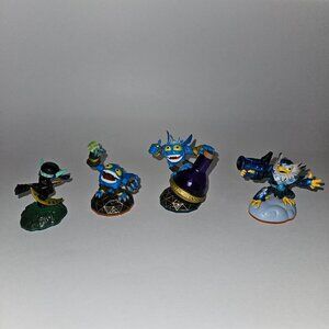 4 Skylanders Activision Figures Toy Lot Stealth Elf Pop Fizz Jet-Vac Swap Force
